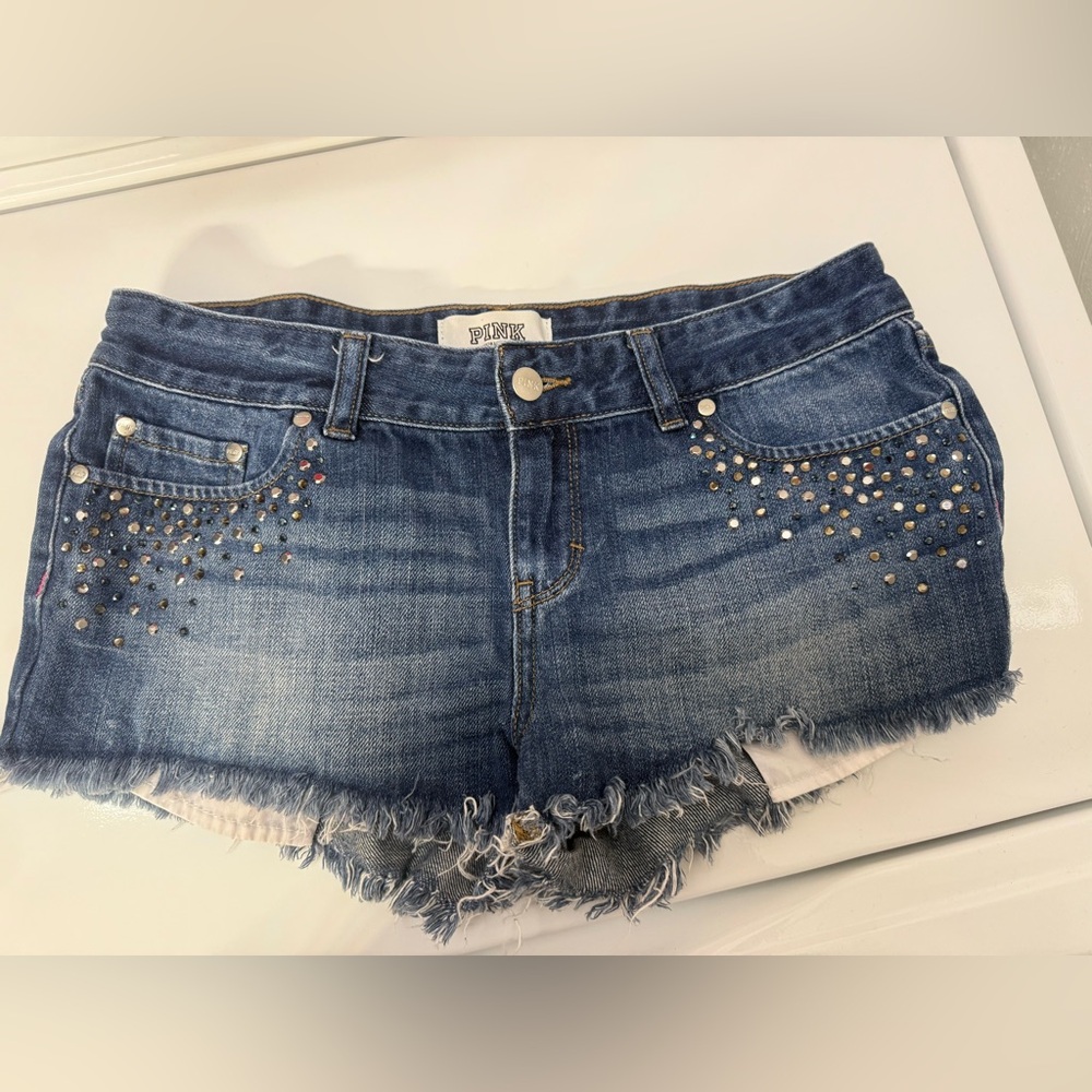 Victoria’s Secret Pink Women’s Blue Jean Shorts with Sparkly accents - Size 6